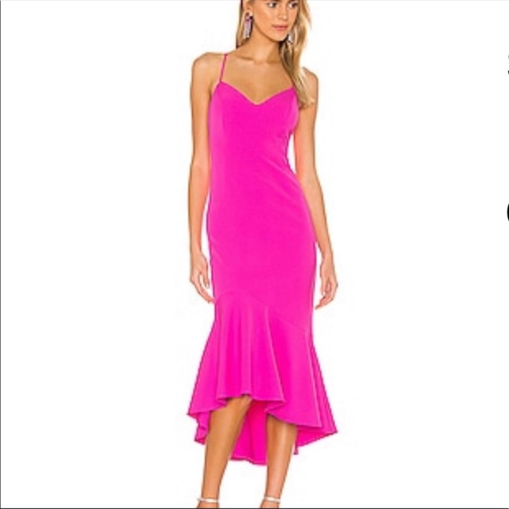 NWT Bardot Lisandra MIDI dress ruffle pink shock 8 medium